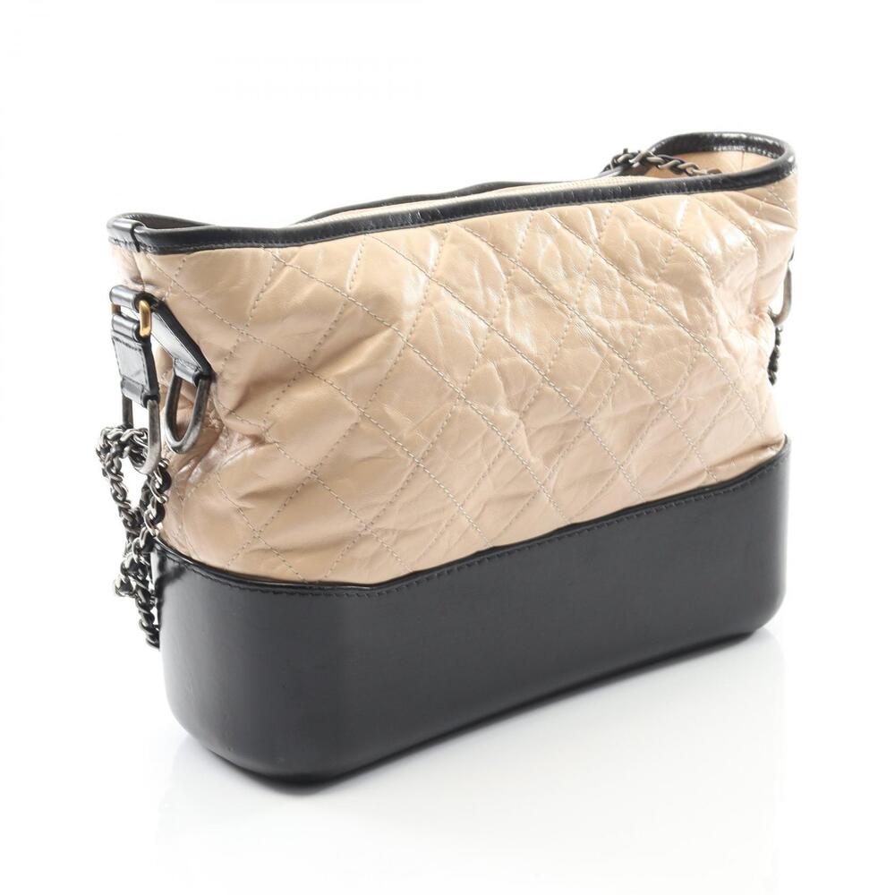 Chanel Black Shoulder de Leather Gabrielle Bag Beige Hobo Black Tan